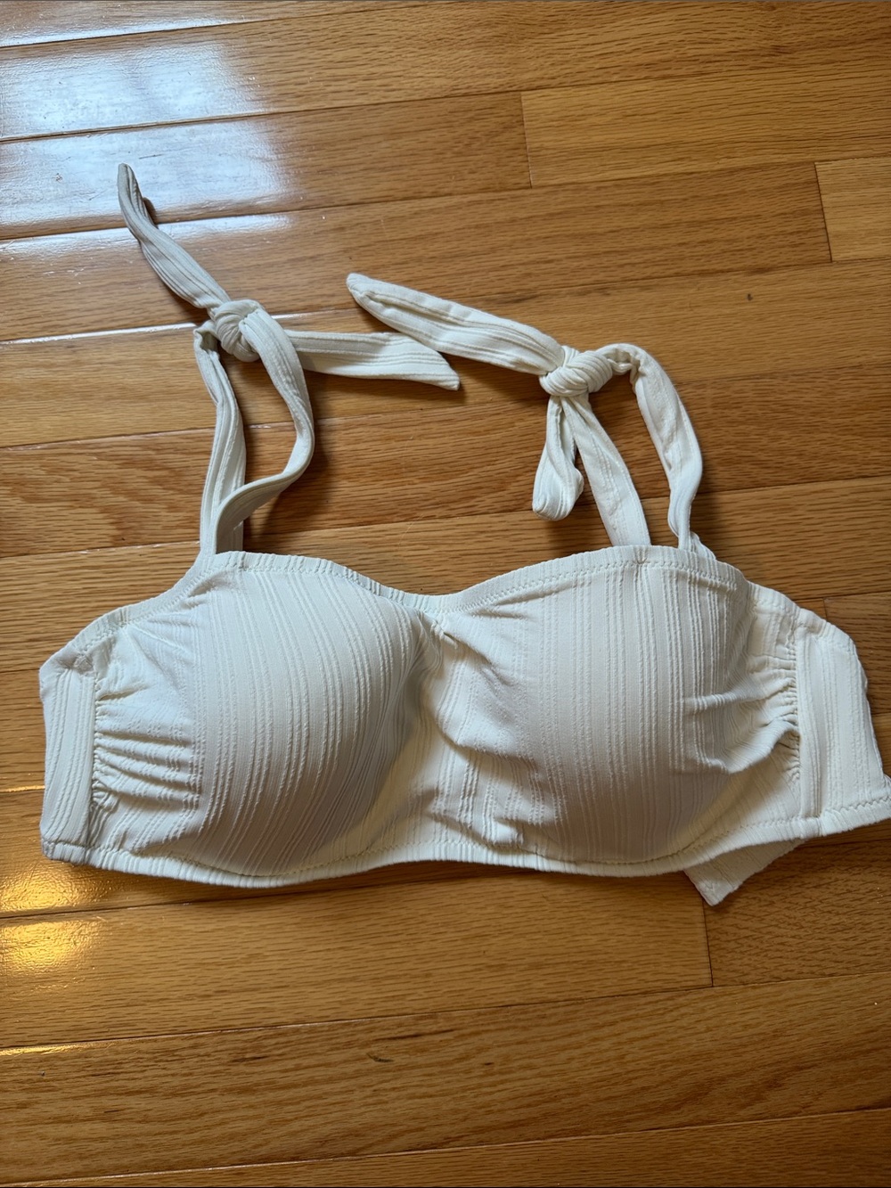 White Tie-Shoulder Bikini Top